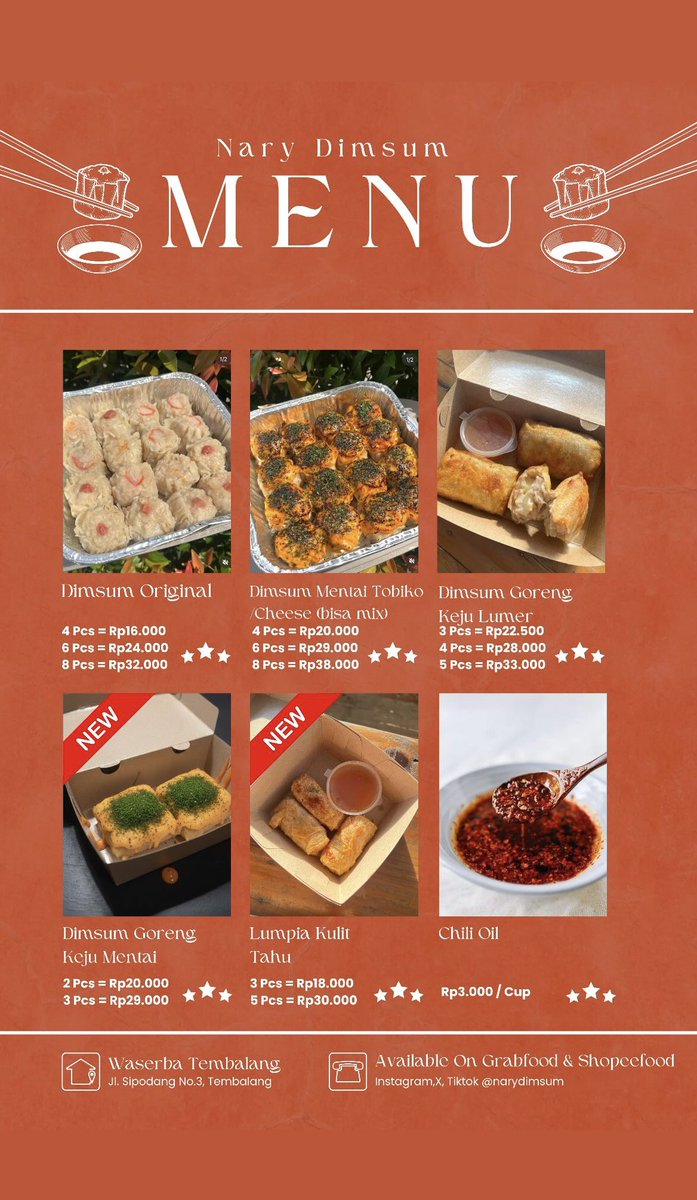 NaryDimsum's tweet photo. cari oleh-oleh? ke nary dimsum aja🤩
READY STOCK (10.00-22.00)

dubai chewy cookie (us,me,bites)
dimsum mentai tobiko
dimsum original, dimsum cheese
dimsum goreng keju 

📍Waserba Sipodang

available di outlet, grab food, shopee food https://t.co/JiAs0gMSfH