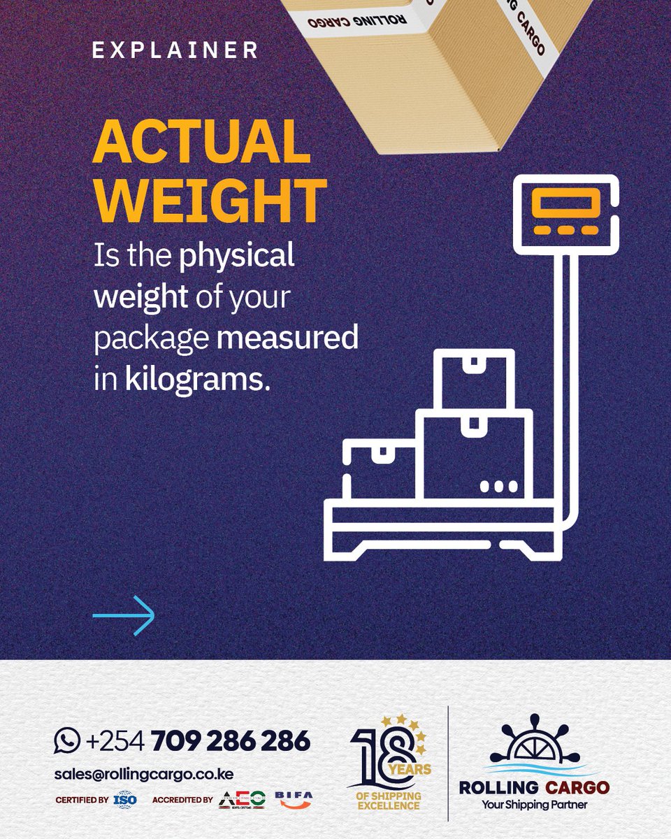 RollingCargo's tweet photo. Ever wondered why some packages cost more to ship even when they’re light?

It’s all about volumetric weight vs actual weight 👀

Want a quick estimate for your shipment?

📲 WhatsApp: https://t.co/rc3OJri34g
📧 sales@rollingcargo.co.ke

#ShippingTips #Logistics #ShippingCosts https://t.co/qJhRMX7d7C