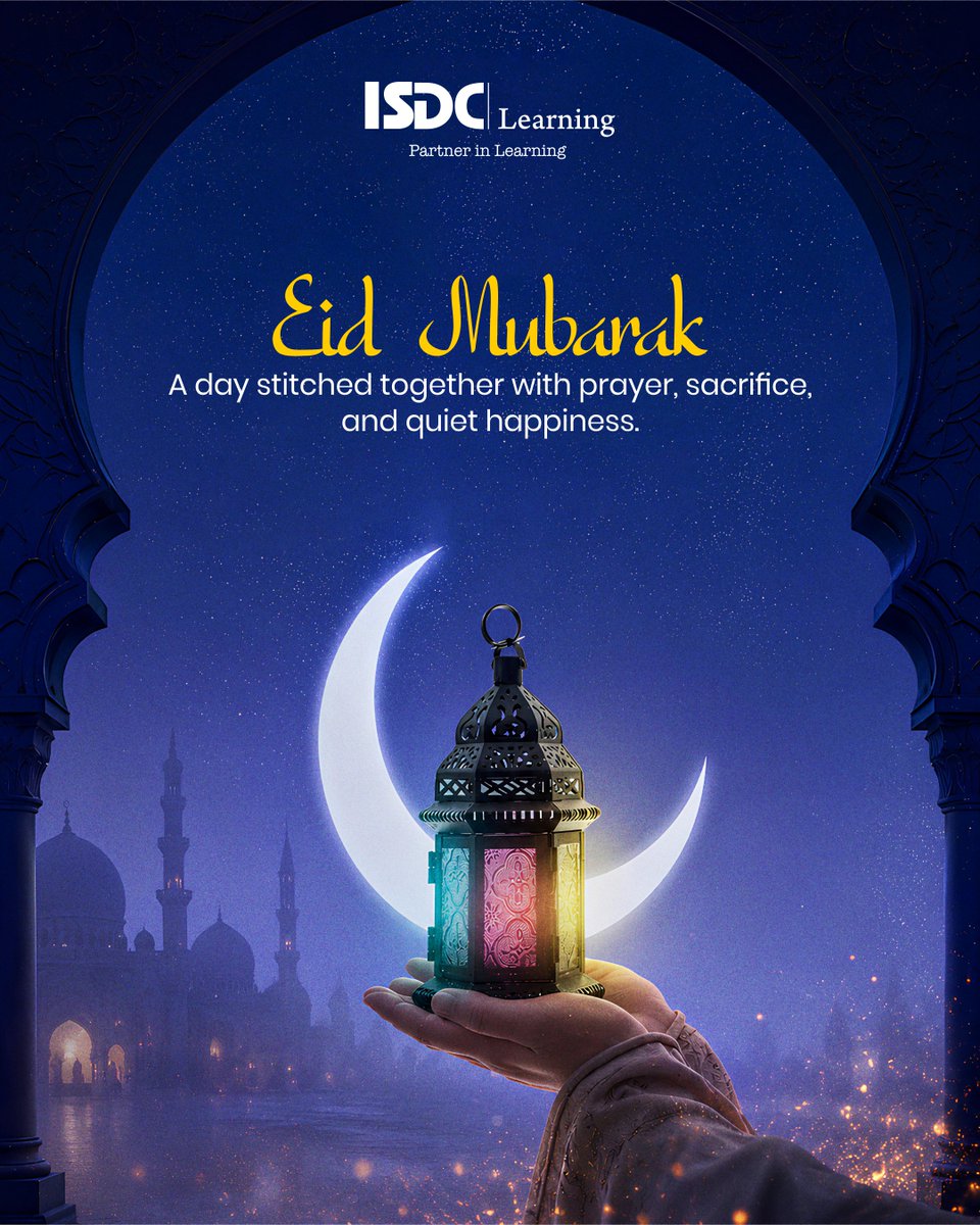 LearningIsdc's tweet photo. In the quiet glow of the moon, Eid reminds us that peace is the most beautiful blessing. 

A beautiful reminder that sacrifice teaches compassion, and faith lights even the quietest hearts.

#EidMubarak #FestivalOfSacrifice #MoonOfHope #EidBlessings  #ISDCLearning https://t.co/EVgVkLMd7P