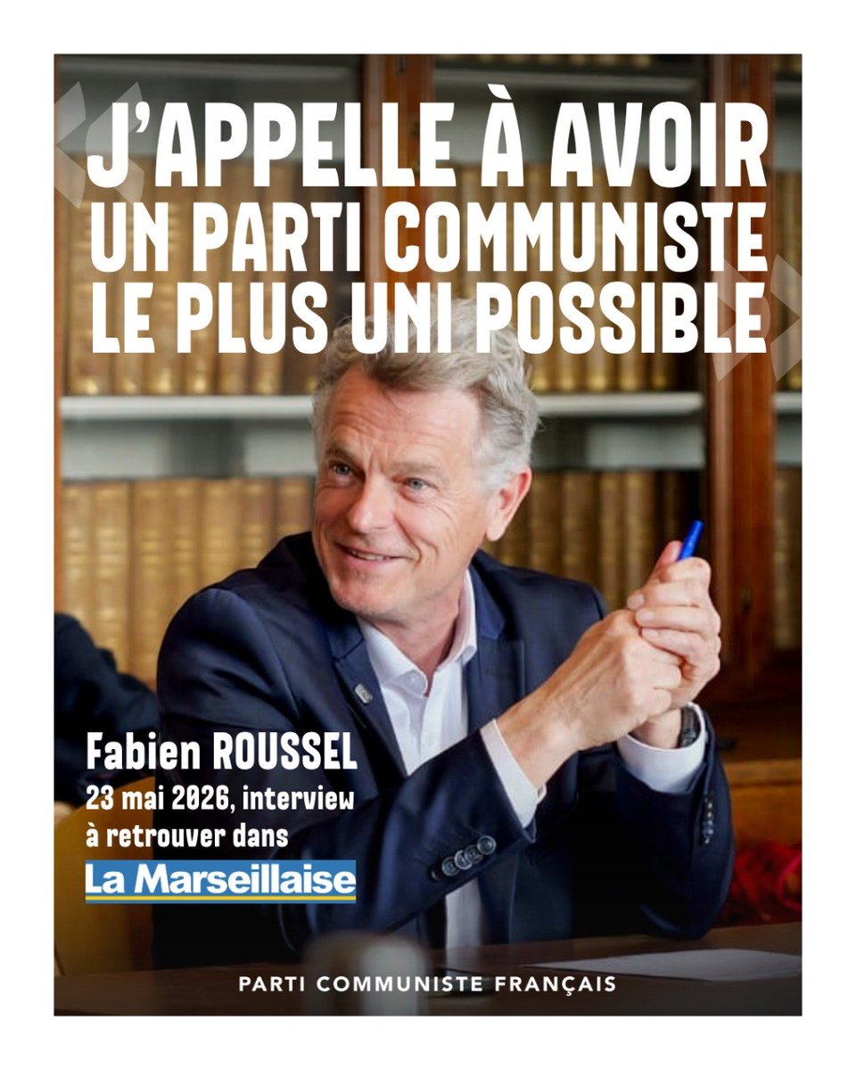 PCF's tweet photo. Pour @lamarsweb, @Fabien_Roussel revient sur les combats portés par les communistes face à la vie chère, aux menaces sur l’emploi industriel et aux choix d’austérité du gouvernement.

Le secrétaire national du PCF défend la nécessité de protéger l’industrie française, d’investir dans les services publics, d’augmenter les salaires et les retraites, mais aussi de conditionner les aides publiques aux grandes entreprises à des critères sociaux et écologiques.

🚩 À l’approche du 40e congrès du PCF, Fabien Roussel appelle également à un Parti communiste uni, ancré dans les quartiers, les communes et le monde du travail, pour faire reculer l’extrême droite et construire une alternative populaire.