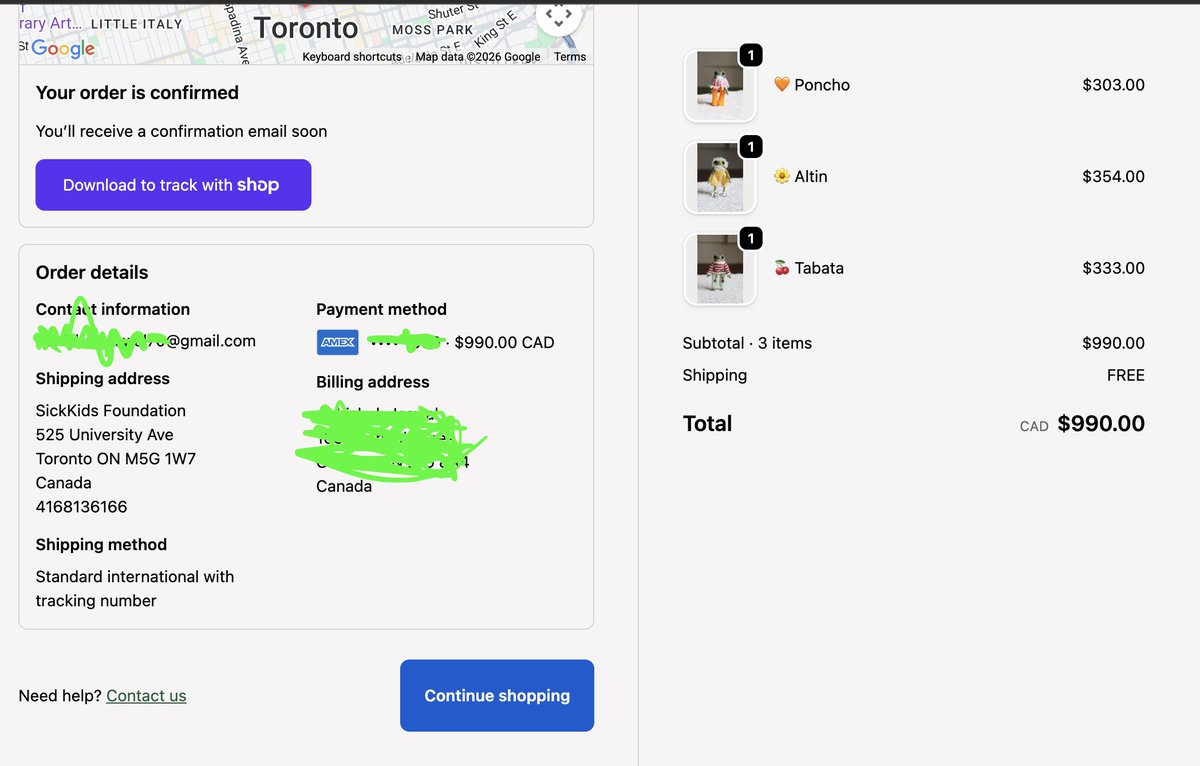 jaswaldevs's tweet photo. Okay so I am here!

Sorry it took me a little longer to place the orders. 
I was trying with USDC but it kept throwing errors so I bought with my credit cards.
( Sorry I am a noob haha )

I have placed an order for 1 $Frog that goes to: 
St. Jude
501 Saint Jude PI
Memphis TN 38105
United States
Totalling $384 CAD.

I have placed an order for 3 $Frogs that goes to:
SickKids Foundation
525 University Ave
Toronto ON M5G 1W7
Canada
4168136166

Proofs are below👇  and if you guys need any more proofs let me know in the comments.