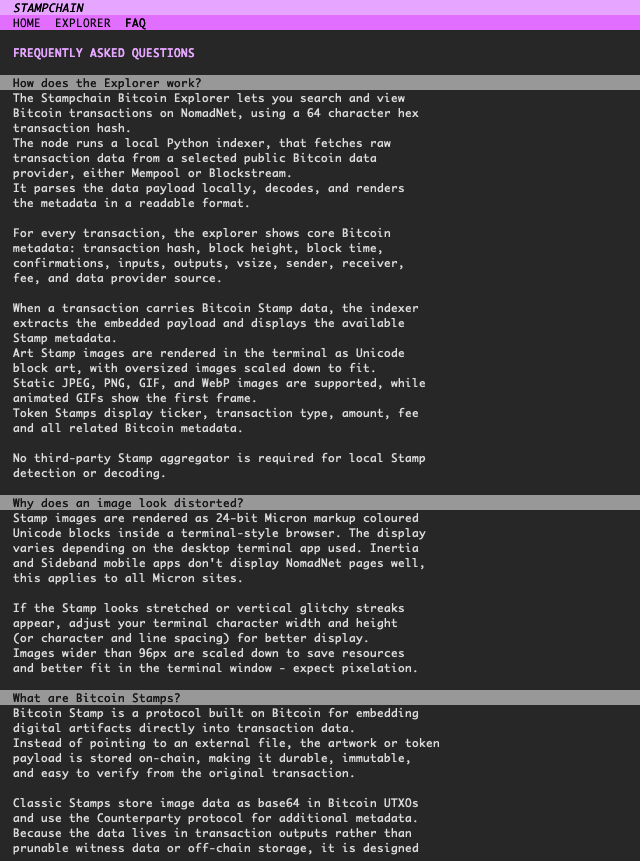 babalicious_io's tweet photo. The whole NomadNet site is 3 small static .mu pages
- home (1.2 KB)
- explorer (1.9 KB)
- faq (5.4 KB)

With a result page displaying dynamic content (.py)
- no image (0.2-3KB)
- with image (3-95KB), depending on stamp size https://t.co/oIzMGJyZtp