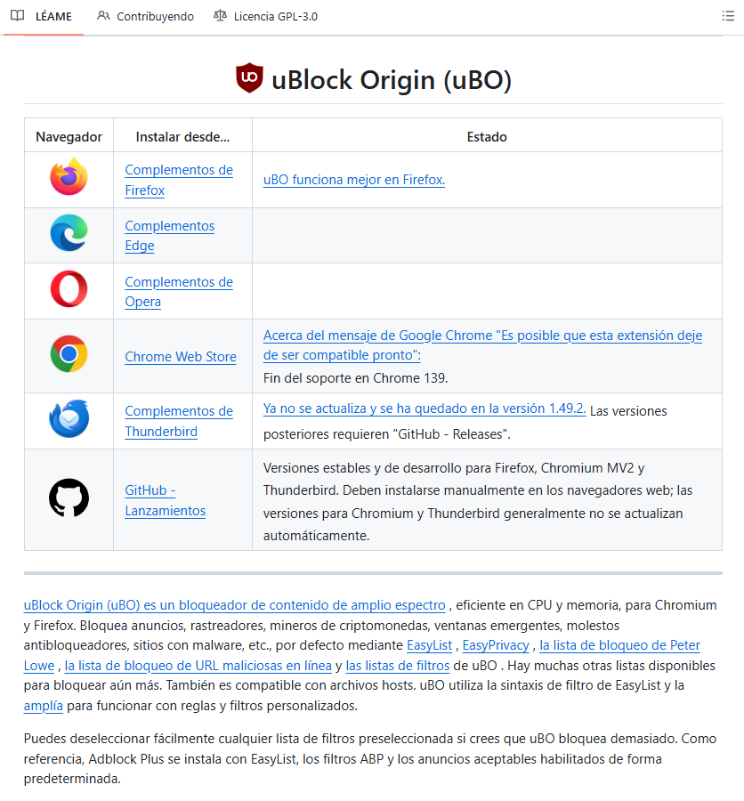 _guillecasaus's tweet photo. 🚨 Existe un bloqueador de anuncios gratuito que Google lleva años intentando limitar.

Se llama uBlock Origin y bloquea anuncios, trackers y scripts invasivos muchísimo mejor que la mayoría de alternativas actuales.

Tiene más de 65k stars en GitHub, es gratis y 100% open-source.

Aquí te explico cómo instalarlo y configurarlo correctamente 👇