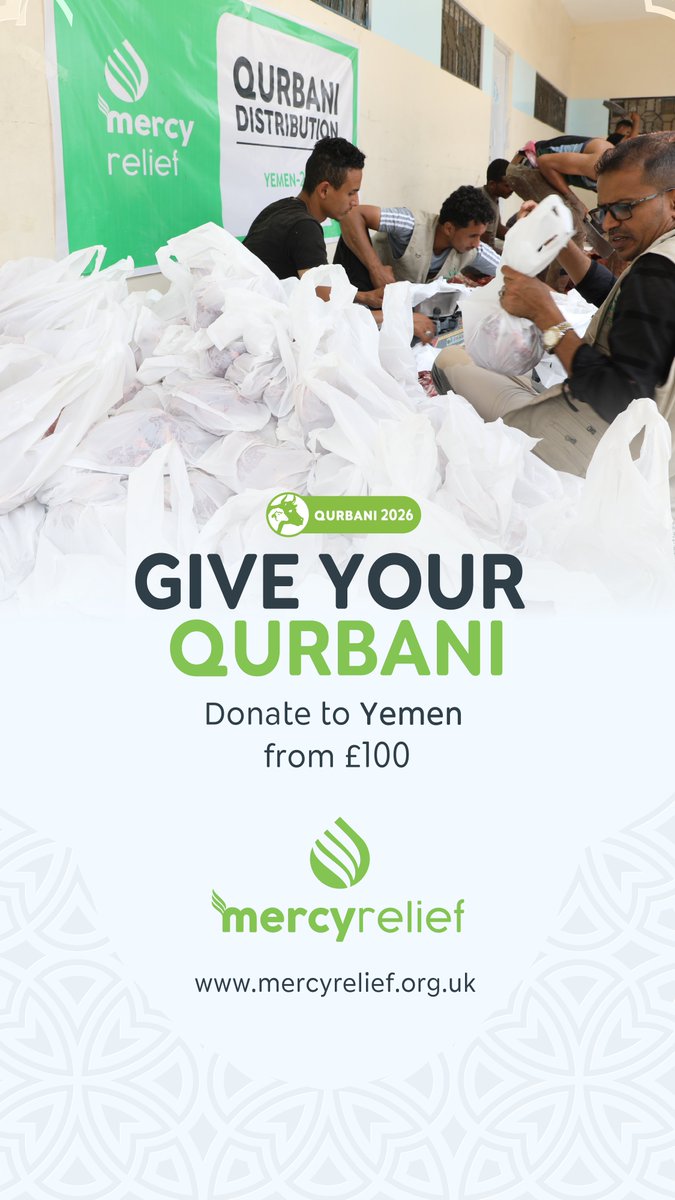 MercyReliefUK's tweet photo. In Yemen, Qurbani restores dignity. Our teams have been on the ground since 2008, ensuring your sacrifice reaches families who wait all year. Fulfill your obligation during these blessed days.

Sheep: £100
https://t.co/T5BNKC0gAU

#Qurbani #DhulHijjah #MercyRelief https://t.co/0C6be6opGn