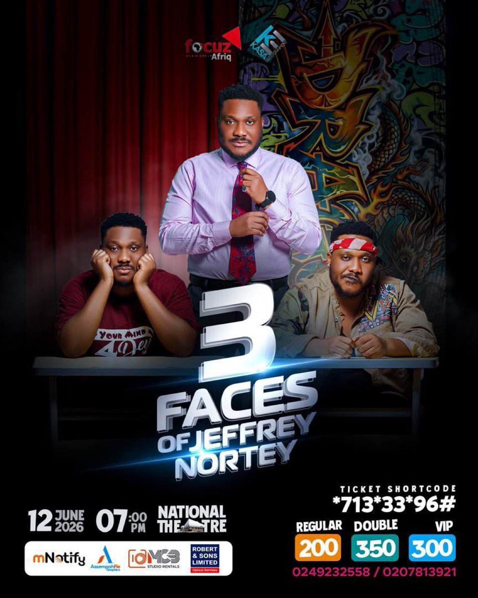 Home1x's tweet photo. The stage is set for an unforgettable night! Join friends and family at the National Theatre for #3FacesOfJeffreyNortey and experience creativity at its finest. https://t.co/U8LN5av2kT