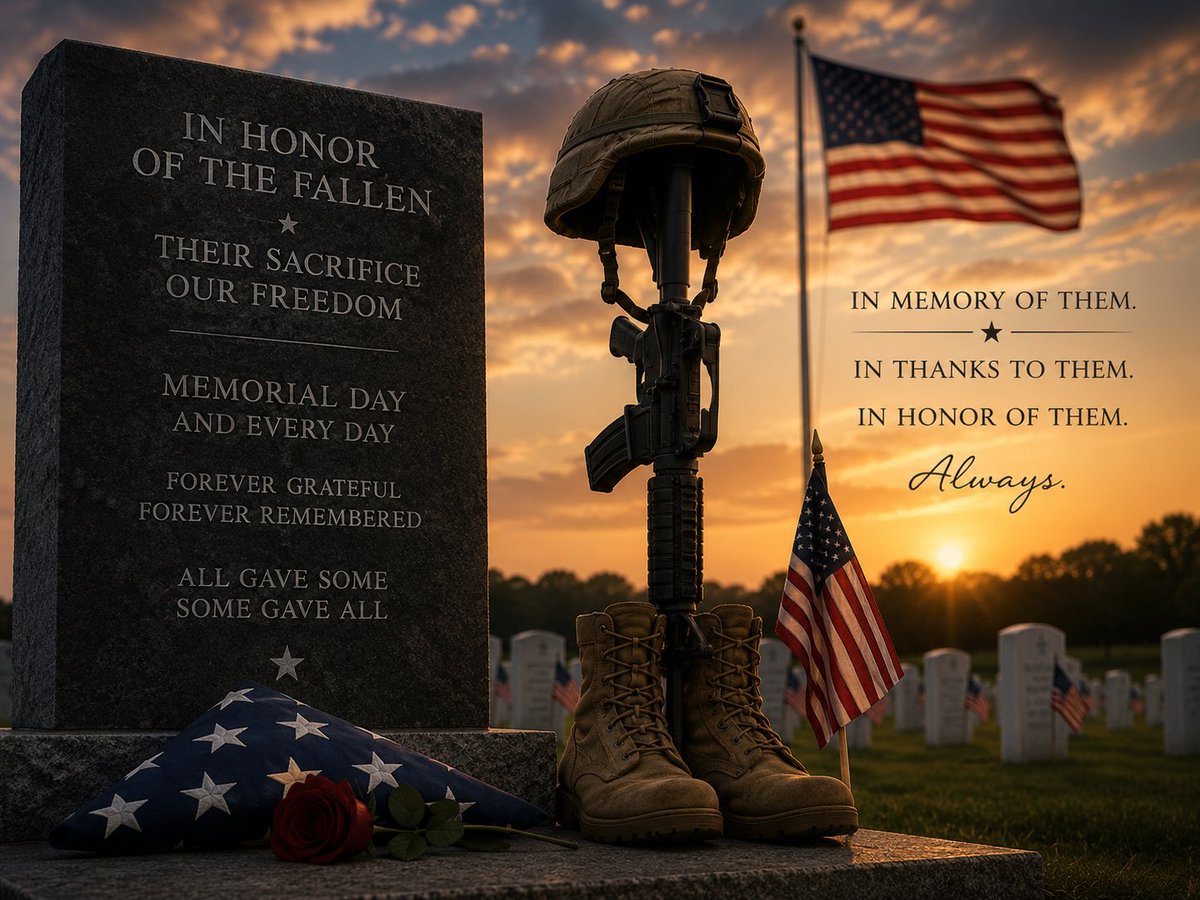 DUFFYSGRILL's tweet photo. Today we honor the fallen — the brave men and women who gave everything for our freedom. Memorial Day and every day, may we never forget their sacrifice. 🇺🇸 #MemorialDay #HonorTheFallen https://t.co/MqDQFErM2u