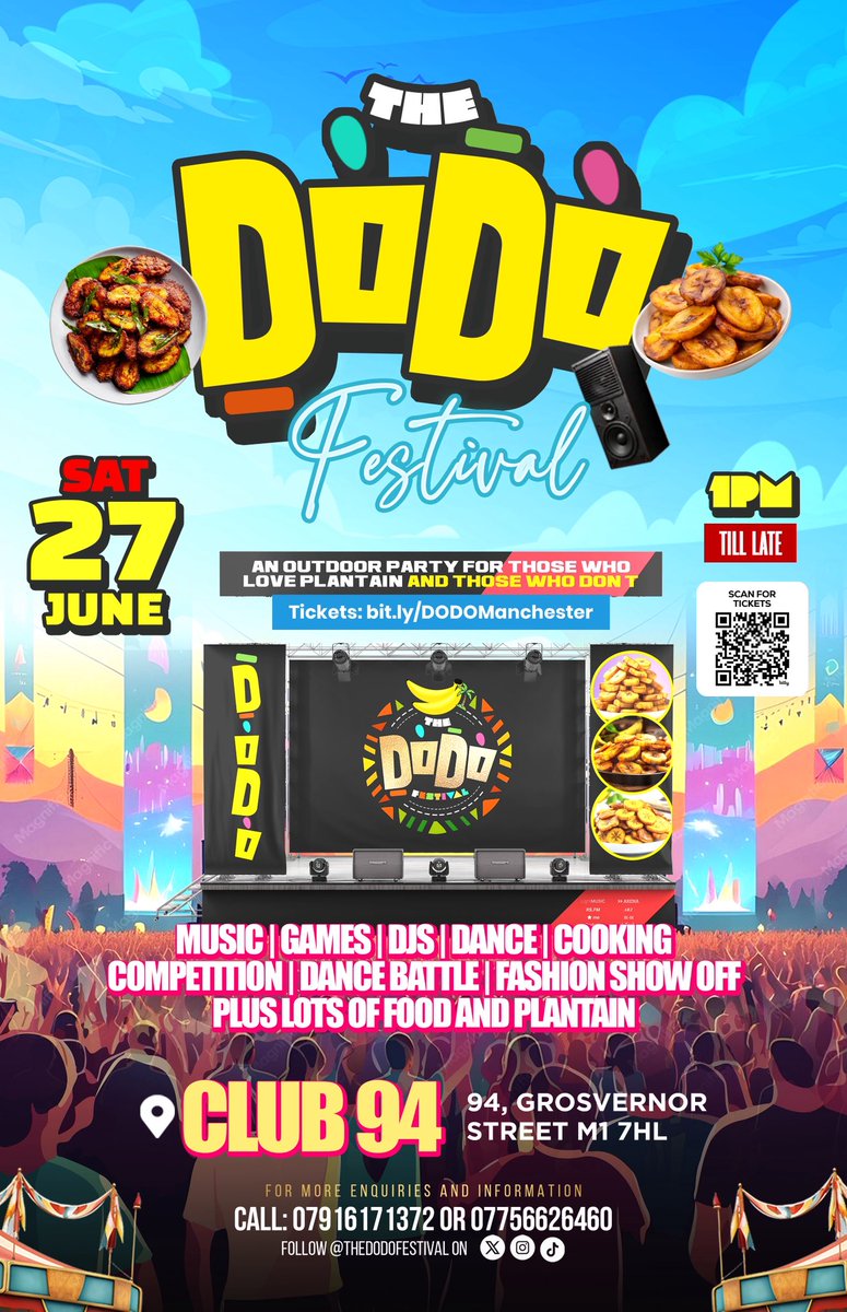 unclelamide's tweet photo. If you are a plantain lover &amp; you live in Manchester, don’t miss this The DoDo Festival happening on 27th of June. Get your tickets https://t.co/ojF9HomiM9 @Jaypaulmrflamez will be the host so you know its going tombe lit!. #party #manchester #plantain #dodo https://t.co/MnuvOWw07X