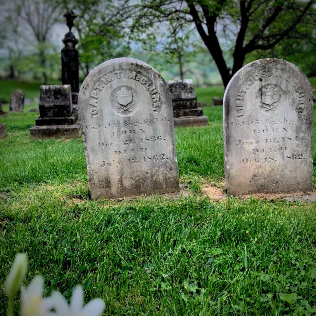 KyHistSoc's tweet photo. William McClure wrote home often while serving the 15th KY Vol. Infantry, before he died of typhoid fever. Months later, his brother Joseph died of wounds from the Battle of Perryville. The two brothers rest side by side in Frankfort Cemetery. #MemorialDay
https://t.co/RbVkaAfX7Q https://t.co/z6MSOTygr9