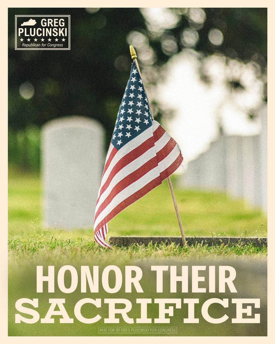 PlucinskiGreg's tweet photo. This Memorial Day, I honor the brave men and women who gave their lives for our country. We remember their sacrifice and the freedoms they fought to protect. https://t.co/6K2ERXmqGu
