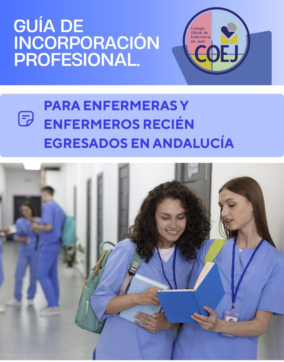 EnfermeriaJaen's tweet photo. 🎓 ¿Eres enfermera/o recién egresado? 

📋 Lanzamos la Guía de Incorporación Profesional del Colegio de Enfermería de Jaén: una hoja de ruta con todo lo que debes saber sobre colegiación.  

👇 Descárgala gratis aquí:🔗 
https://t.co/lN9ez83KQU https://t.co/f7eCRo2Vn5
