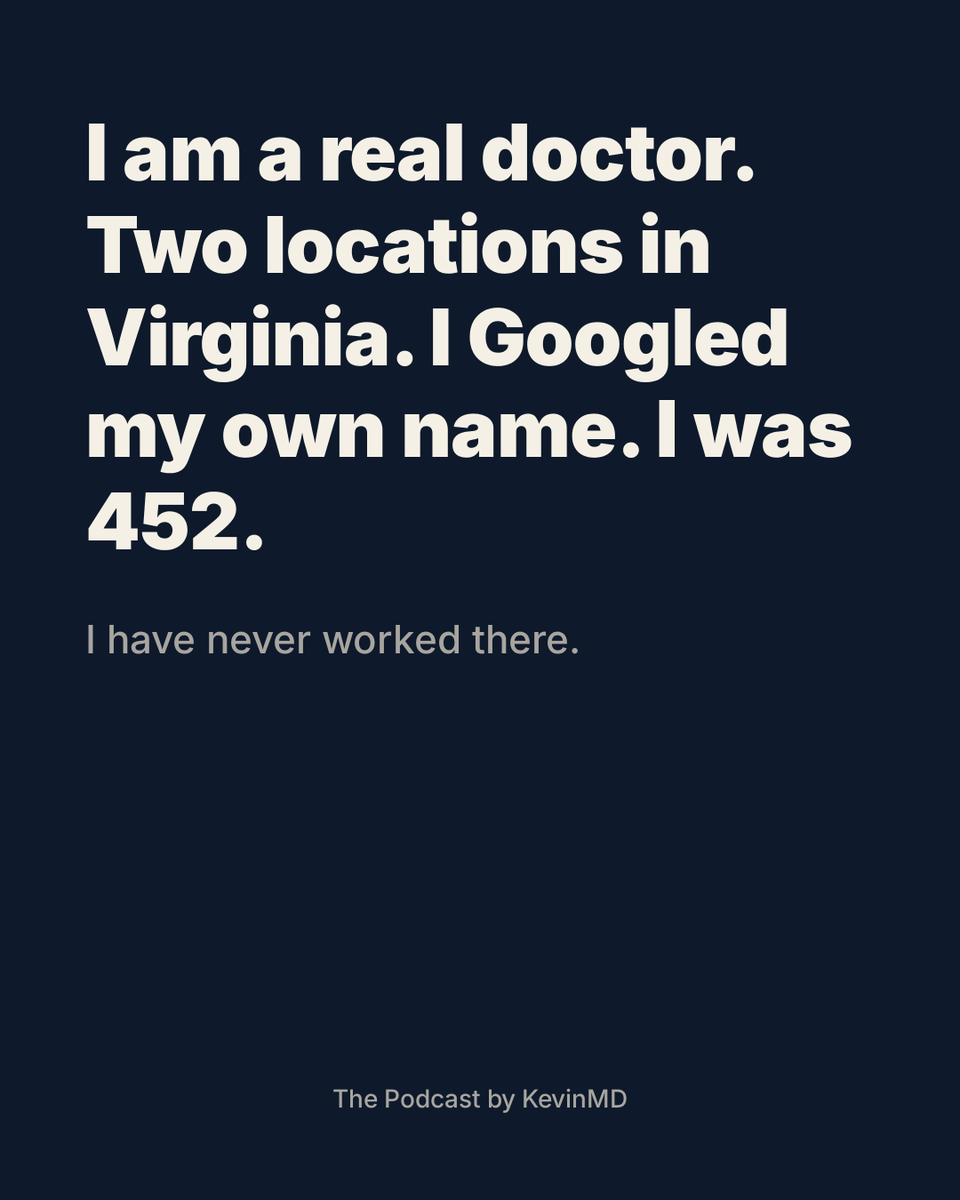 kevinmd's tweet photo. A practicing psychiatrist Googled her own name and was the 452nd result. The first seven clinics that came up were not hers. The clinic ranked first had no clinical staff she had ever met.
 
This is vertical integration in U.S. health care, observed at the consumer-facing search bar.
 
Three structural notes.
 
One. Vertical integration in U.S. health care now stacks payor, pharmacy benefit manager, bulk-purchase group, drug distributor, mail-order pharmacy, retail pharmacy, and clinic ownership inside single corporate structures. One parent company owns every step of the chain that connects a patient to a medication. When a market is vertically integrated end to end, the price-setting power and the patient-routing power both consolidate at the top of the stack.
 
Two. The consumer-facing consequence is search-result routing. Owned-and-operated clinics rank first not because their clinical reputation is stronger but because the search architecture is shaped by the parent company's commercial relationships, paid placements, and directory contracts. The patient typing a doctor's name into a search engine in 2026 is not finding the best clinical match. The patient is finding the result the largest parent company wants found.
 
Three. The independent practicing physician, the one with the two-location practice, the established patient panel, the clinical track record built over ten years, is now ranked 452. Not because the clinical care is worse. Because the ownership structure is smaller.
 
The historical antitrust frame applies cleanly. A "trust" was a group holding assets across an industry, and that asset-holding became illegal when it began to harm consumers on price and access. The vertically integrated structures now operating in U.S. health care satisfy that test. The unresolved question is whether existing authority will be applied to them.
 
The car-industry version of this structure would be one company that owns the factory, the dealership, the bank that finances the loan, the auto body shop, and the parts supplier. That structure was made illegal in cars a century ago. The same structure is currently legal in U.S. health care because corporate ownership is layered behind shell companies, and tracing who owns which clinic, which pharmacy benefit manager, and which clinic-chain back to a single parent is genuinely hard.
 
If you are searching for a physician right now, the doctor you find first is the doctor the corporate parent wants you to find first. The doctor with the best clinical match for your condition may be 451 results down the page.
 
Stephanie Waggel, MD, psychiatrist in Northern Virginia, explains how the search result became an ownership question on The Podcast by KevinMD. Link in the replies.
 
What is the single antitrust action that would most directly disrupt vertical integration in U.S. health care today?
 
#VerticalIntegration #ThePodcastbyKevinMD