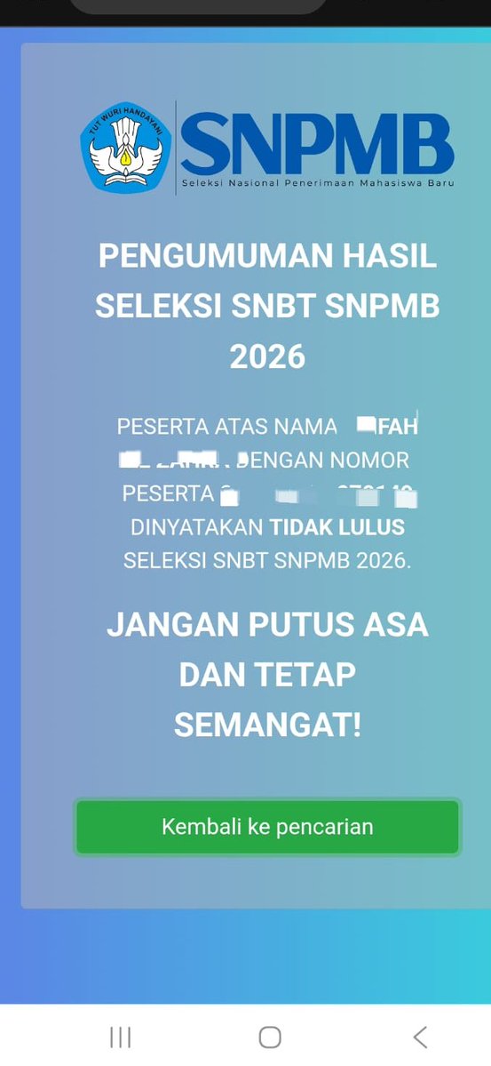fahh²⁶GA LOLOS UTBK tweet media