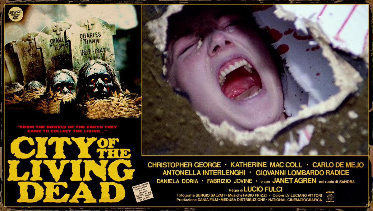 videovampir's tweet photo. "From the bowels of the earth they came... to collect the living!"
#CityOfTheLivingDead
Directed by Lucio Fulci
Starring Christopher George - Katherine MacColl - Carlo de Mejo - Janet Agren - Giovanni Lombardo Radice
https://t.co/IrYeVtEWHC https://t.co/xxM5E6vVTr