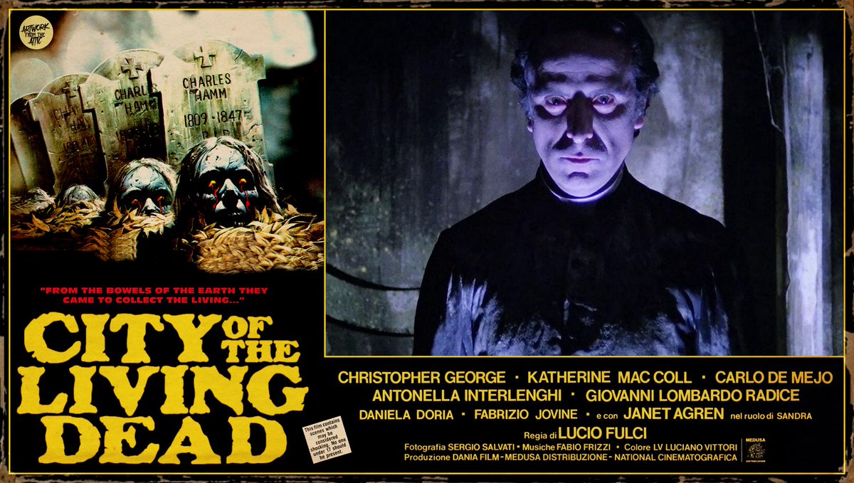 videovampir's tweet photo. "From the bowels of the earth they came... to collect the living!"
#CityOfTheLivingDead
Directed by Lucio Fulci
Starring Christopher George - Katherine MacColl - Carlo de Mejo - Janet Agren - Giovanni Lombardo Radice
https://t.co/IrYeVtEWHC https://t.co/xxM5E6vVTr