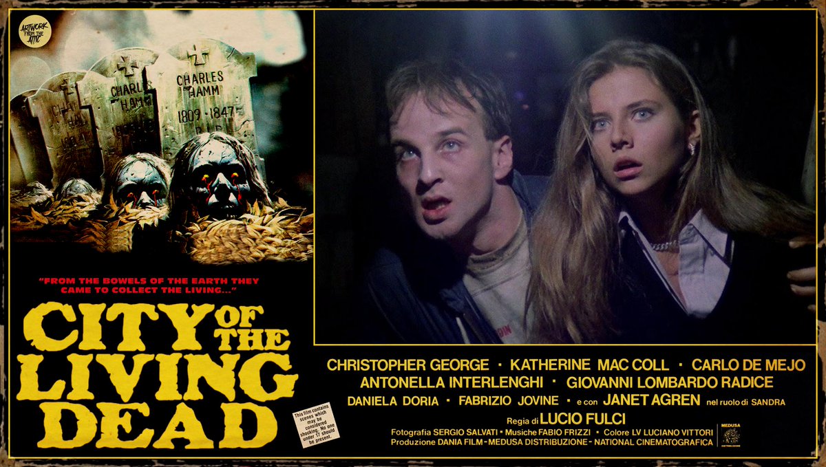 videovampir's tweet photo. "From the bowels of the earth they came... to collect the living!"
#CityOfTheLivingDead
Directed by Lucio Fulci
Starring Christopher George - Katherine MacColl - Carlo de Mejo - Janet Agren - Giovanni Lombardo Radice
https://t.co/IrYeVtEWHC https://t.co/xxM5E6vVTr