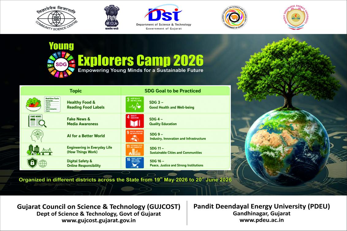 vadodara_csc's tweet photo. Young Explorers Camp 2026
Empowering young minds for  sustainable future!
Community Science Centre Vadodara is all set to organize this exciting camp from 15th June to 19th June 2026, inspiring students to explore innovation, sustainability, and the Sustainable Development Goals https://t.co/DzDmIdeVn6