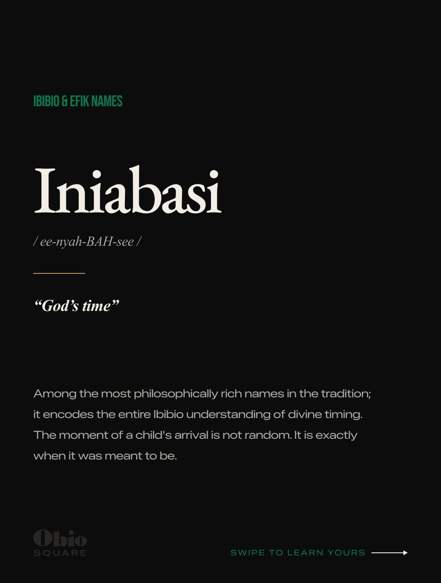 ObioSquare's tweet photo. These names predate the Bible arriving in Calabar.
The theology was already here.

Swipe to meet your name. 👉🏿

Drop your name in the comments — we’ll tell you what it means.

#AkwaIbom #IbibioNames #EfikNames https://t.co/GcqWGdsztD