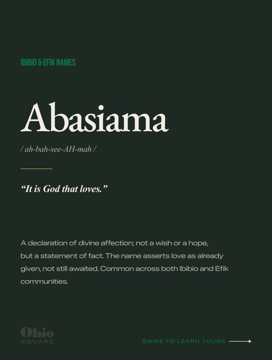 ObioSquare's tweet photo. These names predate the Bible arriving in Calabar.
The theology was already here.

Swipe to meet your name. 👉🏿

Drop your name in the comments — we’ll tell you what it means.

#AkwaIbom #IbibioNames #EfikNames https://t.co/GcqWGdsztD