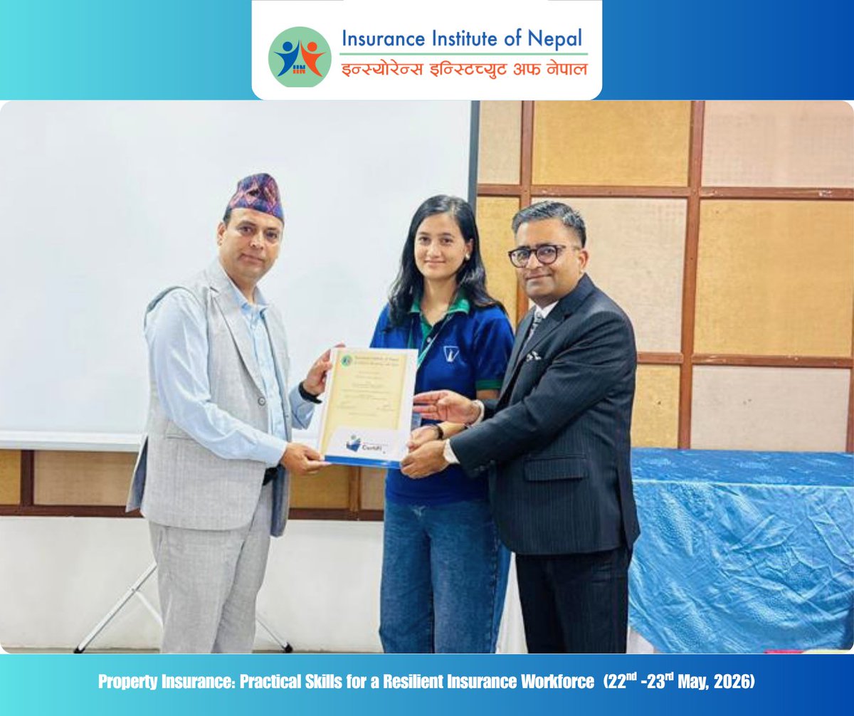 institute2075's tweet photo. Celebrating the successful completion of our training program “Property Insurance: Practical Skills for a Resilient Insurance Workforce” in Pokhara.
Pokhara, Gandaki Province
#insuranceinstituteofnepal #iin #propertyinsurance #InsuranceTraining #ProfessionalDevelopment n https://t.co/K4p2KgYxvN