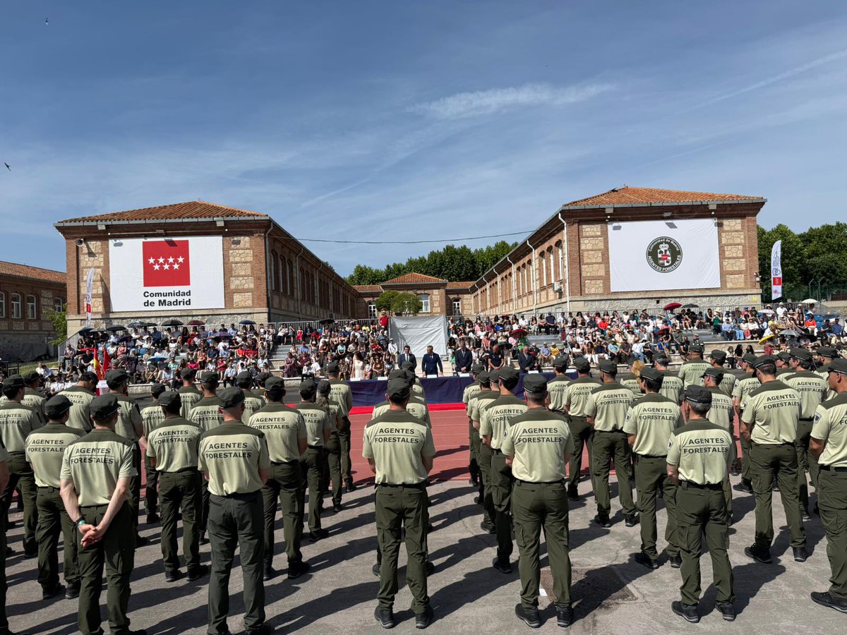 CarlosNovilloPi's tweet photo. 👮 Hoy damos la bienvenida a 90 nuevos Agentes Forestales de la @112cmadrid tras superar su curso selectivo.

Con su incorporación, la plantilla alcanzará por primera vez en la historia los 360 agentes, convirtiendo a nuestra región en la comunidad con mayor ratio de agentes forestales por superficie de toda España.

En sus manos está la protección de nuestro patrimonio natural, la vigilancia de los espacios protegidos y la asistencia a quienes viven, trabajan o disfrutan del Madrid rural y de nuestros entornos naturales.