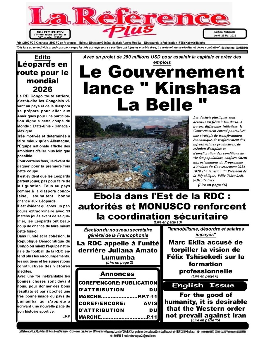 reference_plus's tweet photo. Immobilisme, désordre et salaires impayés : Marc Ekila accusé de torpiller la vision de Félix Tshisekedi sur la formation professionnelle 

@AssembleeNatRDC @Formationprordc @SuminwaJudith @Presidence_RDC @PrimatureRDC https://t.co/3N0HS518a3