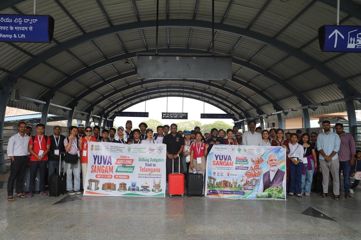 warangal_nit's tweet photo. NIT WARANGAL WELCOMES YUVA SANGAM DELEGATES
Delegates from IIM Shillong received a warm welcome at NIT Warangal under #YuvaSangam and #EBSB, celebrating youth exchange, culture & national unity. @EduMinOfIndia @PIBHyderabad #NITW #NITWarangal #YouthConnect #IndiaYouth https://t.co/51Sy4N1cUb