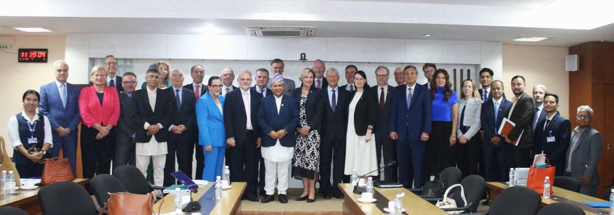 EUinNepal's tweet photo. We kicked off our mission with a constructive exchange with Honourable Shisir Khanal, discussing the new government’s development priorities and ways to further strengthen EU–Nepal ties. 🇳🇵🇪🇺
@EUAmbNepal @eu_eeas @EU_ASIAPAC @MofaNepal https://t.co/XMzmC0qWSw
