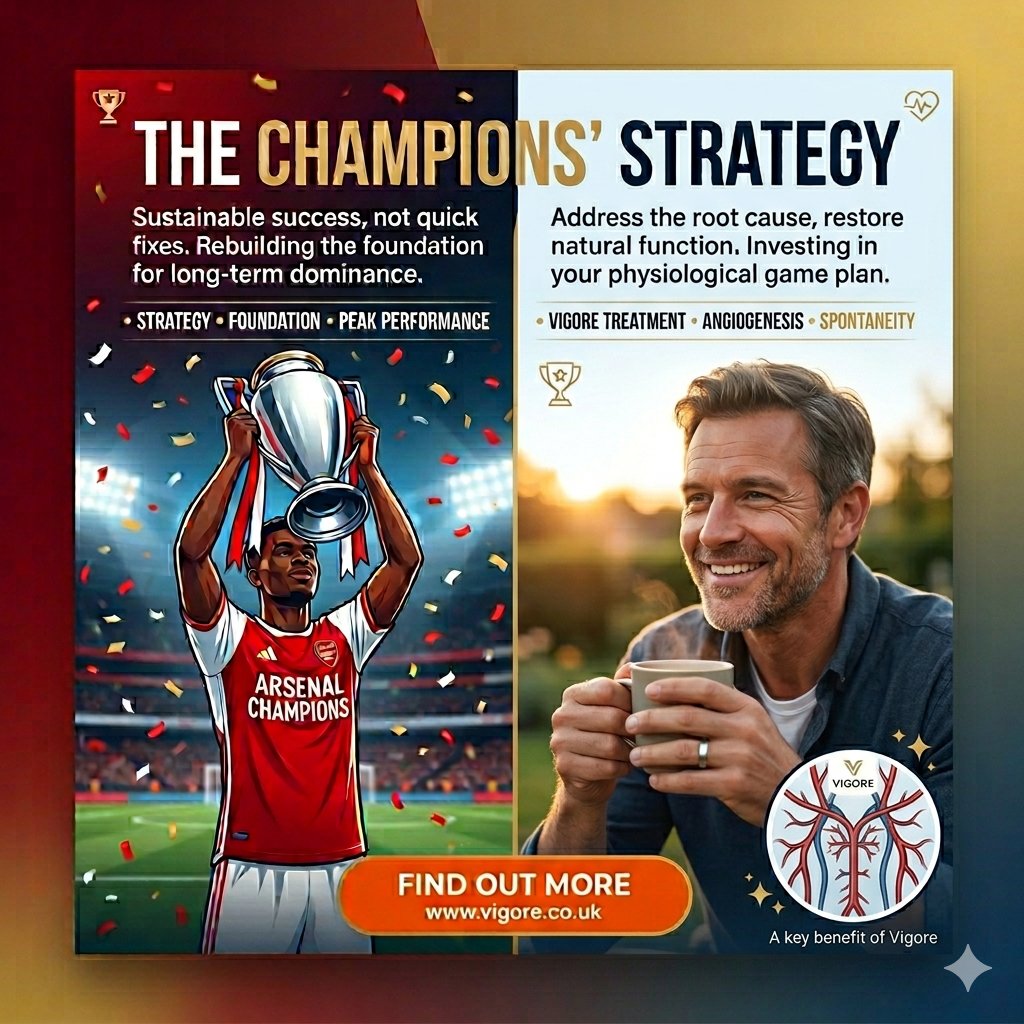 VigoreUK's tweet photo. Winning a championship requires a full-season strategy, not just a 90-minute burst. When it comes to men's health, relying on a pill right before kickoff is a short-term tactic. Vigore Shockwave Treatment acts like a elite conditioning program. https://t.co/0vcNIAiPHg https://t.co/SlEXqWqdKz