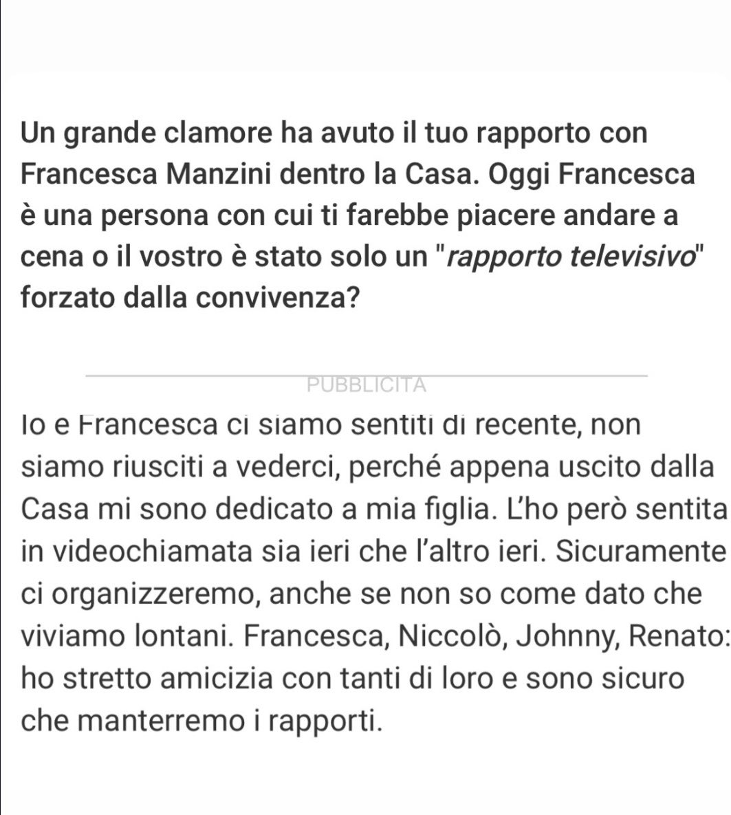 Raimondo_Franci's tweet photo. Intervista di Raimondo che parla di Francesca.. https://t.co/m904tTHNQS