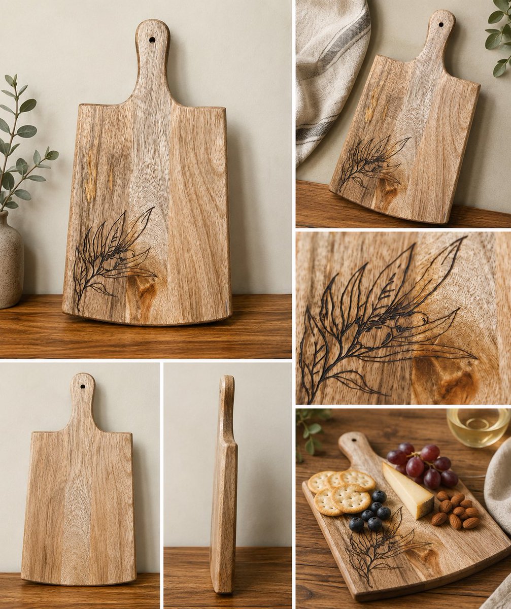 FYINTERNATIONA1's tweet photo. The image appears to show a handcrafted wooden serving board or small cutting board resting on a wooden surface .. #export #import #wood #buyer https://t.co/mKKSJOp3Aj