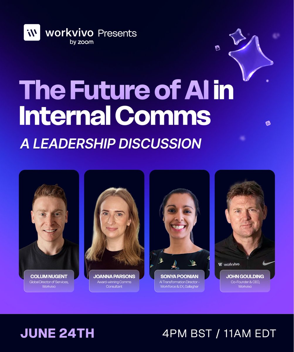 workvivo's tweet photo. AI is everywhere. Now what?

That’s the conversation we’re unpacking on June 24th at 4pm BST / 11am EDT.

No hype. Just practical insights.

Register now 🚀
https://t.co/wUhsbGqCKC

#InternalComms #AI #FutureOfWork https://t.co/2l7zTtJuwS