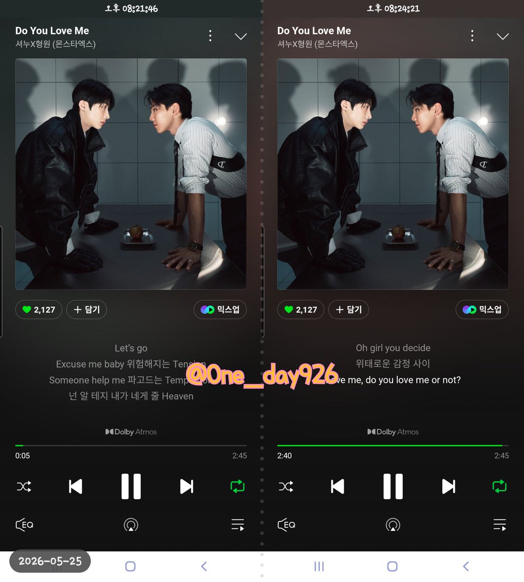 One_day926's tweet photo. 0525 20시 멜론 https://t.co/dwgKXNQDUZ