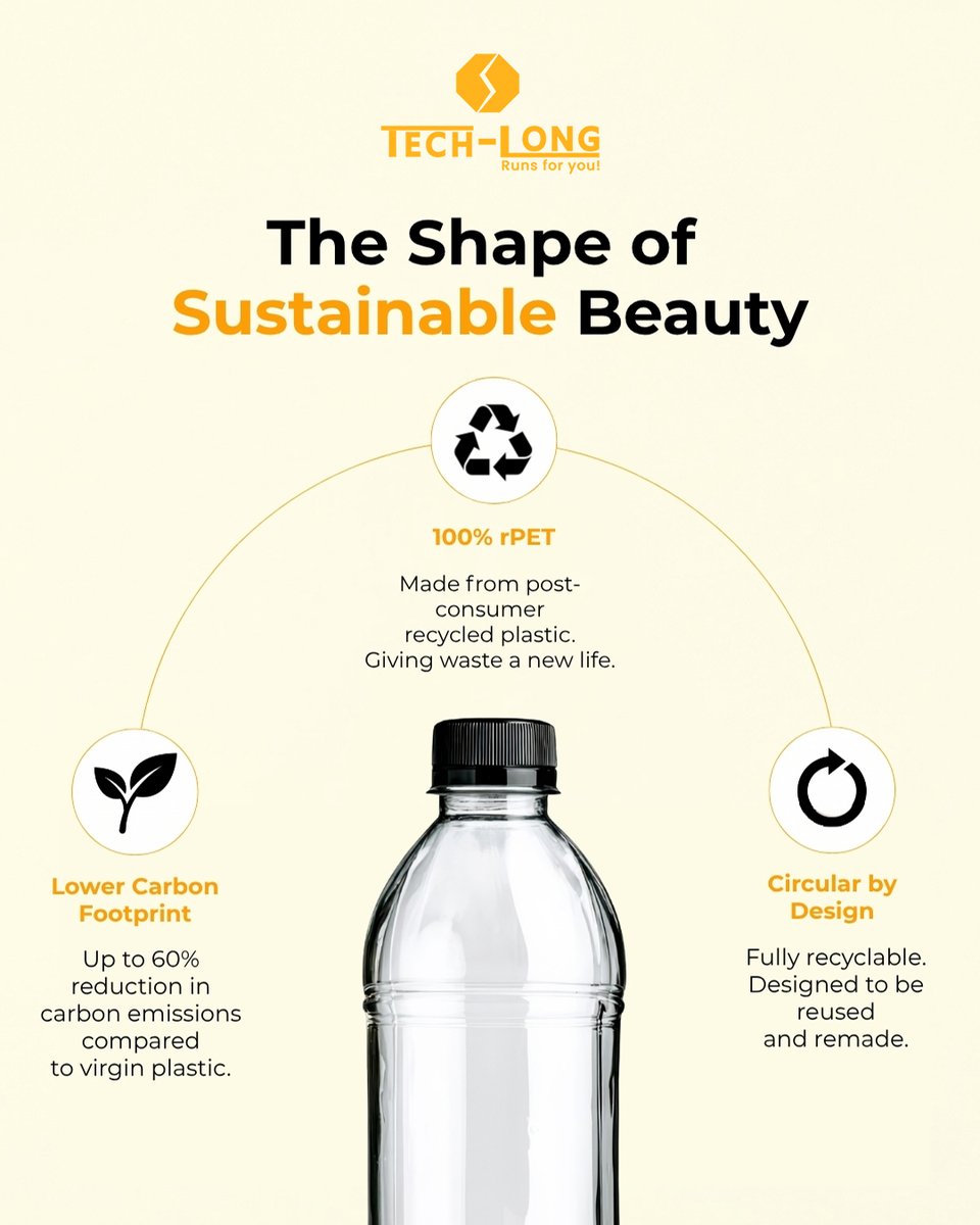 techlongindia's tweet photo. Sustainability is not an afterthought. It is designed into every bottle. From recycled materials to circular design and lower carbon impact, packaging is evolving with purpose.
#RPET #SustainablePackaging #RecycledPlastic #CircularDesign #PETBottles #TechLongIndia #TechLong https://t.co/RUmgtPLvOA
