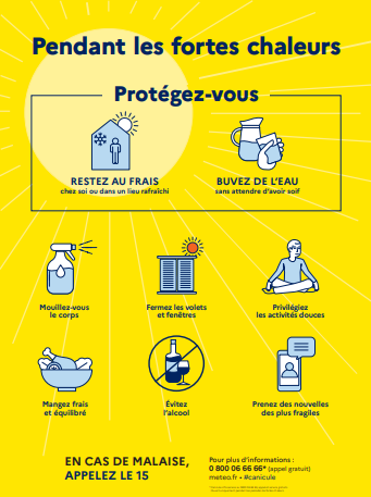 Prefet17's tweet photo. #Vigilanceforteschaleurs - Épisode de chaleur précoce et durable en Charente-Maritime
Le préfet de Charente-Maritime appelle chacun à la vigilance et rappelle les bons réflexes :
📷buvez régulièrement de l’eau sans attendre d'avoir soif ;
📷maintenez votre logement au frais ;
📷évitez les efforts aux heures les plus chaudes ;
📷rafraîchissez-vous plusieurs fois par jour ;
📷prenez des nouvelles des personnes âgées, fragiles ou isolées.
Plus d'infos 📷 https://t.co/2YQst5veGf