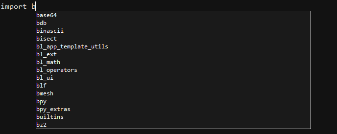 DIAlternation27's tweet photo. Blend Code IDE pt6 my open source blender coding ide, This was so much effort but i can finally get suggestions as i type that come directly from a blender.exe and its virtual python env. This was hard but well worth it, lots to expiriment on! 😊#b3d #blueprints #coding #addons https://t.co/tybYjvix73