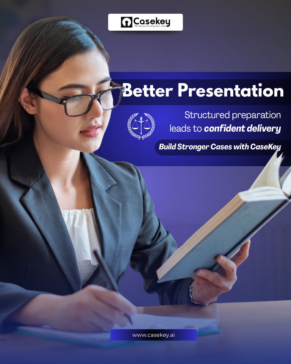 casekey_ai's tweet photo. What happens before the courtroom matters most.

Clear preparation, organized evidence, and aligned arguments create stronger case presentation.

#CasePreparation #CaseKey #LegalStrategy https://t.co/U1LaZKYoGS