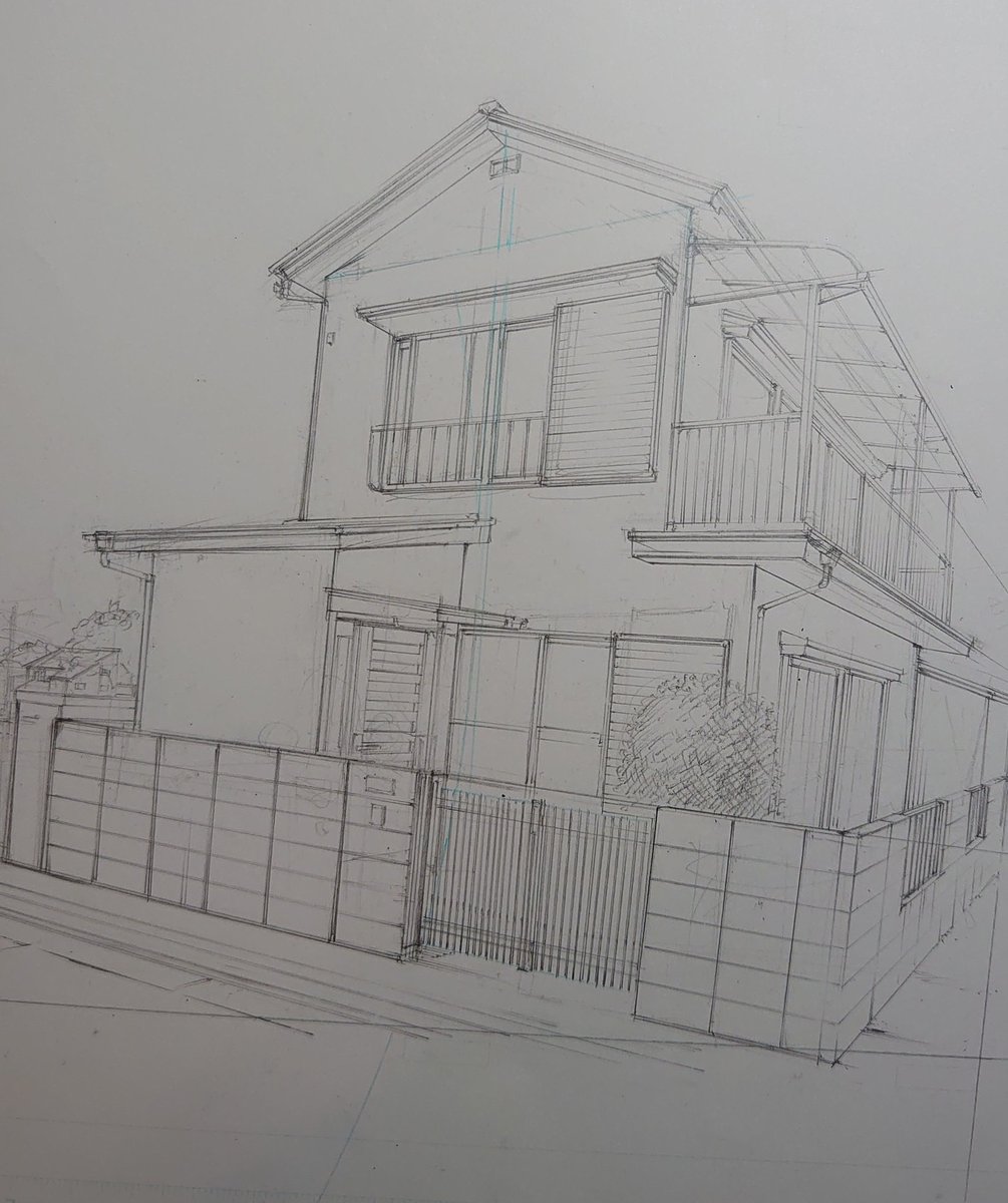 teradakenichi's tweet photo. アナログで描きたくなって息抜き一軒家 https://t.co/G5X1rsPhSM