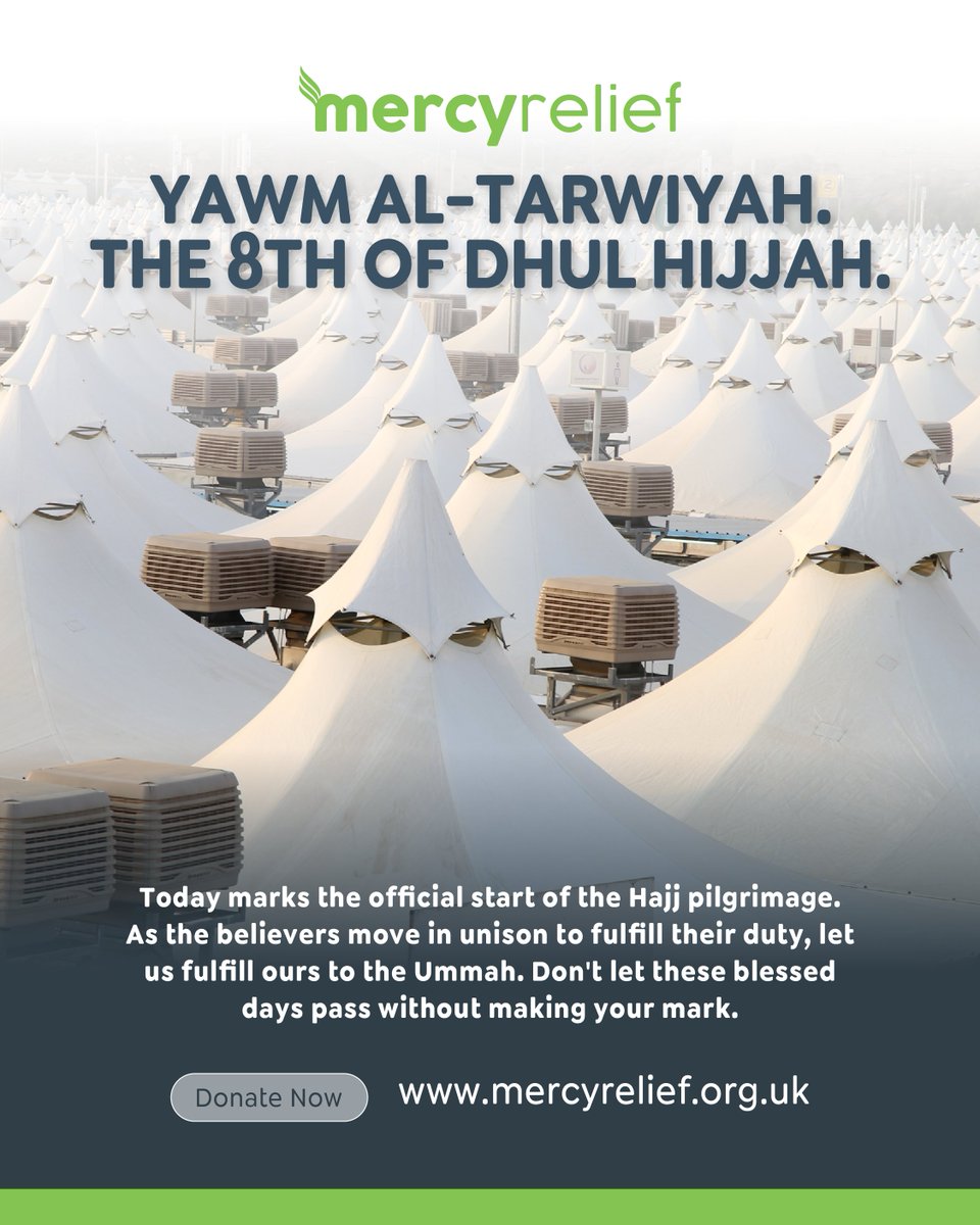MercyReliefUK's tweet photo. Today is Yawm al-Tarwiyah. For those not at Hajj, every good deed now carries immense weight. Don't let this day pass—fulfill a sunnah or give charity today. Share to remind others.

https://t.co/T5BNKC0gAU

#Qurbani #DhulHijjah #MercyRelief https://t.co/DBa5cBprIG