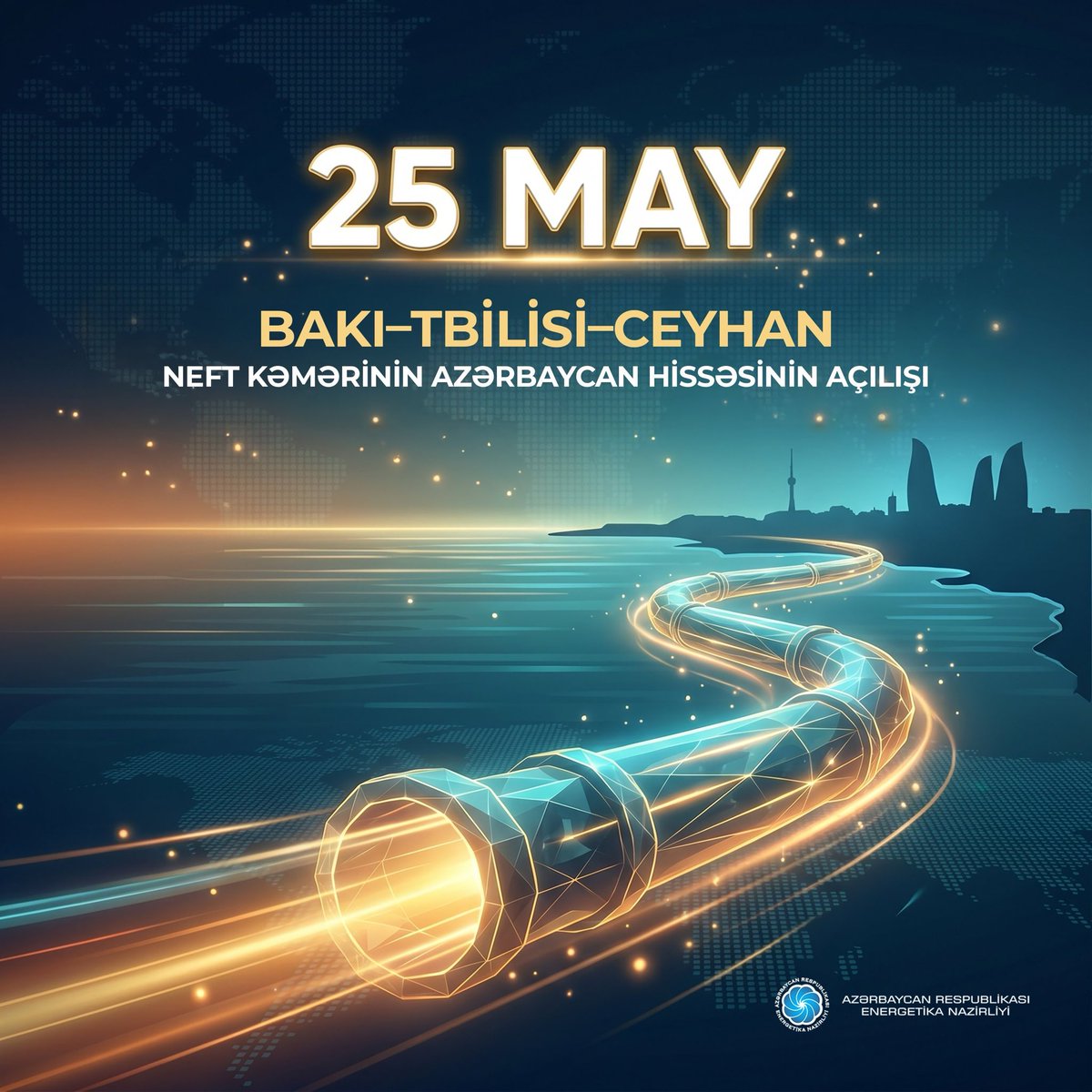 minenergyaze's tweet photo. 🗓️ Bakı-Tbilisi-Ceyhan (#BTC) neft ixracı boru kəmərinin Azərbaycan hissəsinin istifadəyə verilməsindən 21 il ötür.

📈 İstismara verildiyi tarixdən indiyədək kəmərlə  təqribən 556 milyon ton Azərbaycan mənşəli #neft nəql edilib.

#EnergetikaNazirliyi #MinistryofEnergy #enerjitəqvimi #neftnəqli