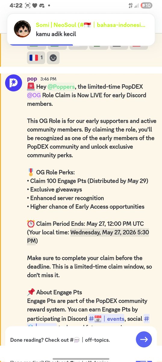 Ashif_TTA's tweet photo. 🌊 PopDEX - Early Alpha live now (Claim OG Role & Early Access)

🔸 Claim OG (Limited Time)
💰 Raised : $30M
🛡️ Investors : Foresight Ventures

@popdex_ is a perpetual DEX focused on capital efficiency and value return to contributors.

⚡ Join Discord : https://t.co/DHHu8Masoz

🔸 Go to claim-og-role
🔸 Click claim OG role

🪂 Form Early Access : https://t.co/PJ8KAf37kW

🔸 Submit All Info

The OG role claim before May 27
