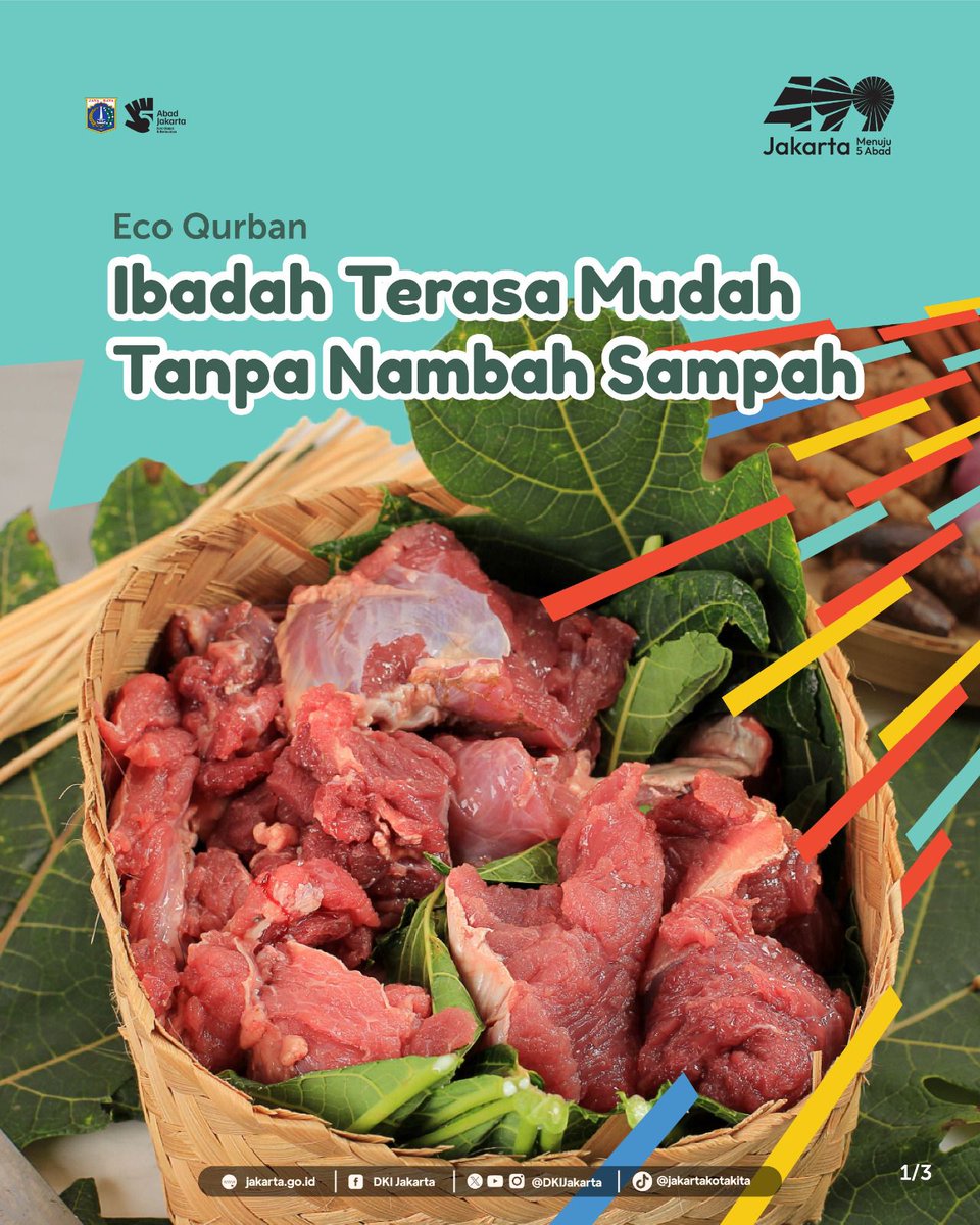 DKIJakarta's tweet photo. Buat Sobat Jakarta yang akan berkurban pada Iduladha nanti, yuk terapkan Eco Qurban sesuai Pergub No. 10 Tahun 2022.

Dengan begitu ibadah kurban lebih nyaman, tertib, dan tidak mencemari lingkungan.  

Untuk tahu apa saja yang bisa dilakukan dalam penerapan eco qurban, simak infografik berikut, ya! 

#dkijakarta #JagaJakarta #JakartaKotaGlobal