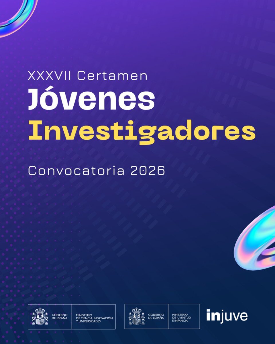 InjuveSpain's tweet photo. ¡Convocado el 𝙓𝙓𝙓𝙑𝙄𝙄 𝘾𝙚𝙧𝙩𝙖𝙢𝙚𝙣 𝙅𝙤́𝙫𝙚𝙣𝙚𝙨 𝙄𝙣𝙫𝙚𝙨𝙩𝙞𝙜𝙖𝙙𝙤𝙧𝙚𝙨! 🔬  

👩🏽‍🔬 ¿Te apasiona la ciencia? ¿Tienes curiosidad por descubrir cómo funciona el mundo?  

📑 Toda la info en: https://t.co/CqOKrjvwTu https://t.co/aPbkvCmE5E