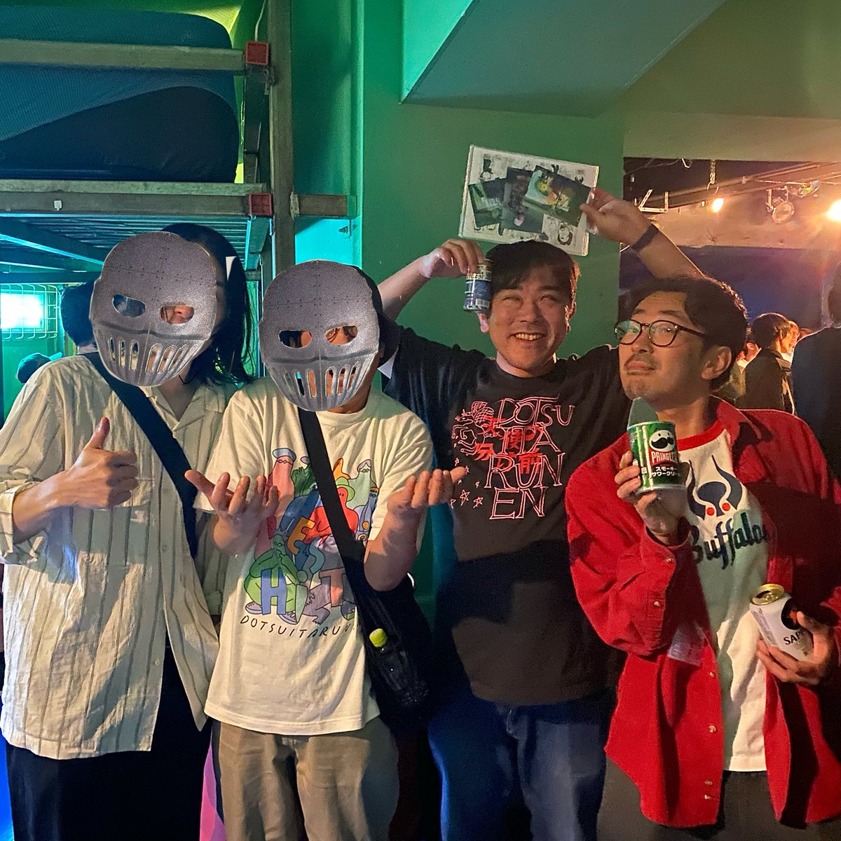 on1anno's tweet photo. の前に　松屋町のギャラリーPOLでスチャダラパー ANIの個展へ　最高過ぎて鉄仮面ステッカー購入
そしてライブ前に生姜焼き専門店『上出来』でキメた https://t.co/GMb7pQ2aet