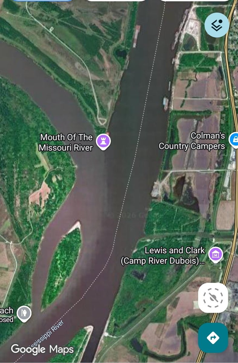 A_Single_Click's tweet photo. @TheEagleyeNews @MaverickDarby @Magisterial_One It should be here, where they started. Since there are no cliffs, probably best for some large bronze statues. Dont forget the dog, Seaman. FYI, there is already a memorial near downtown STL, symbolic of their return to STL after the expedition. https://t.co/MroYFpMYlj