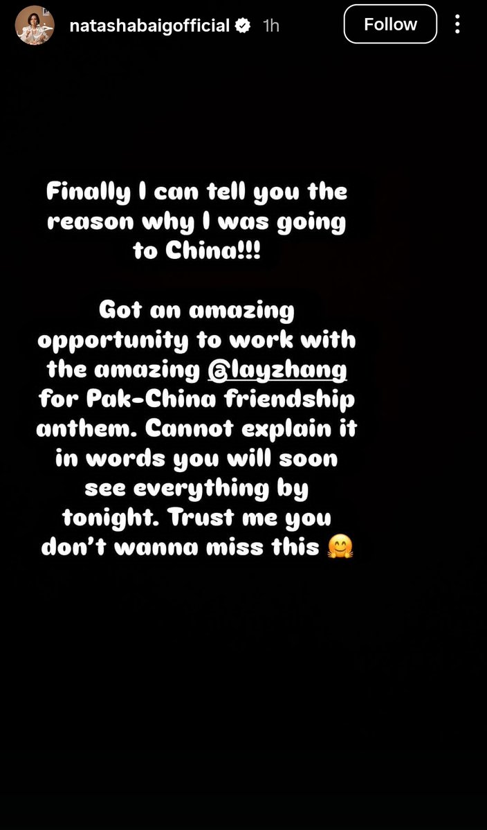 LayZhangBase's tweet photo. 📱 | 260525 Natasha Baig #Yixing related

"Got an amazing opportunity to work with the amazing @layzhang for Pak-China friendship anthem. Cannot explain it in words you will soon see everything by tonight."

#LAY #LayZhang #张艺兴 https://t.co/QktrMM4JGn