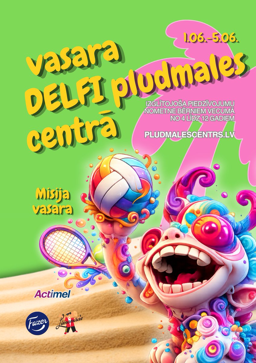 Brazilija's tweet photo. 🌴Vasaras nometnes Delfi pludmales centrā var sākties!
Pirmā tematika "MISIJA: VASARA"! 1.06.-5.06.
🤸🏻Nometne ar pludmales volejbolu, tenisu, jogu un dažādām citām misijām!

🌴Visa informācija par nometnēm - https://t.co/L1WntB7apH https://t.co/Yq2oCM7JAu