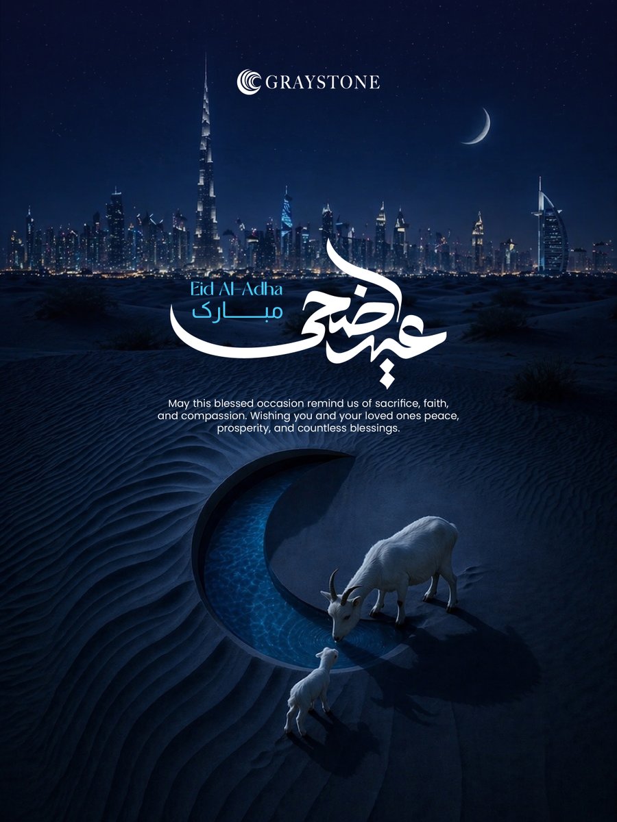 Graystone_Cap's tweet photo. Eid Al Adha is a reminder of the values that bring people together — compassion, unity, gratitude, and generosity.

Wishing everyone a peaceful and blessed Eid filled with happiness and prosperity.
𝗘𝗶𝗱 𝗠𝘂𝗯𝗮𝗿𝗮𝗸 🌙

#EidAlAdha #EidMubarak #Eid
#عيد_مبارك https://t.co/t3OtJPtxaU