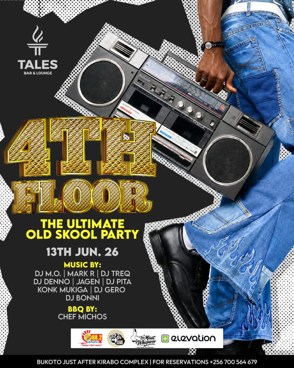 kanyindo's tweet photo. Millennials, prepare to assemble! The #4thFloor beckons: dope DJs, BBQ and the soundtrack to our lives! See you @Taleslounge_kla on Saturday 13th June. Grab your crew and secure your spot! 😎 https://t.co/9sZ86DIfNm