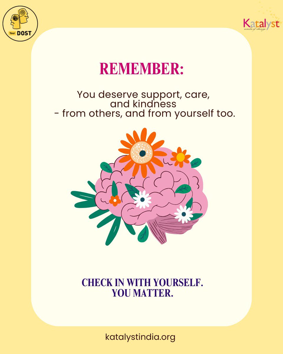 katalyst_india's tweet photo. 🤝 You don’t have to deal with everything alone. We are proud to partner with @yourdost to remind you that support is just a call or text away—anytime, anywhere. Sometimes, all you need is someone who truly listens. 📞💬

#MentalHealth #SelfCare #EmotionalWellbeing #SupportSystem https://t.co/4RSo7lJX11