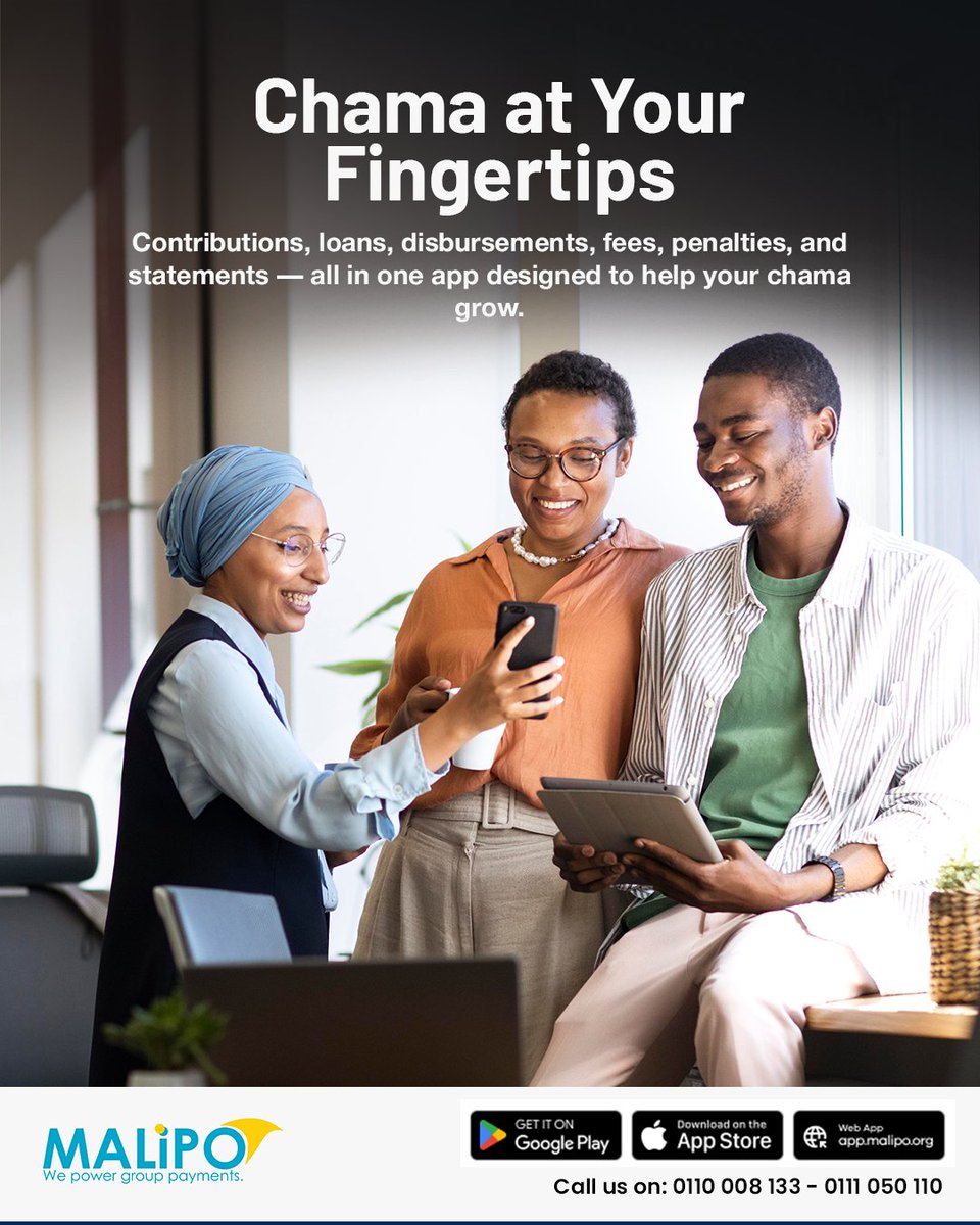 AppMalipo's tweet photo. Contributions, loans, disbursements, fees, penalties, and statements — all in one app designed to help your chama grow.

Playstore: https://t.co/gmzL0aUMZF
Appstore: https://t.co/a7N2PsXTdW
Web https://t.co/6SRTJQtg3b

#happyfriends #happytreasurer https://t.co/w2h6BRLtHw